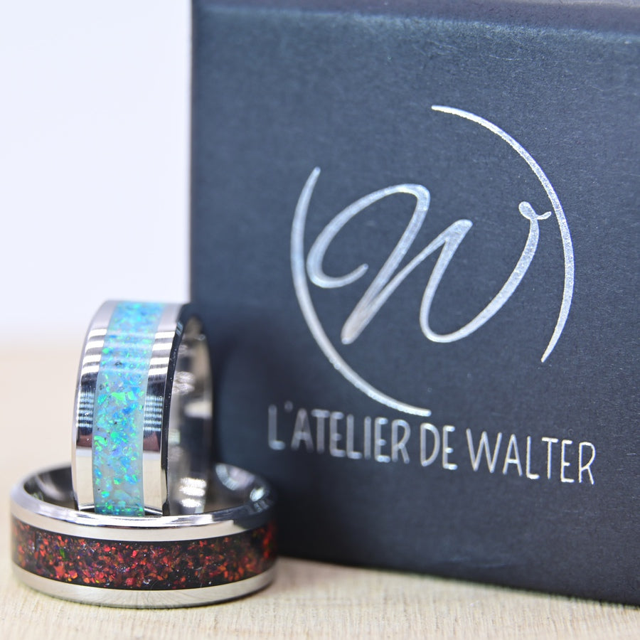 Bague Personnalisée en Opale - Tungstène