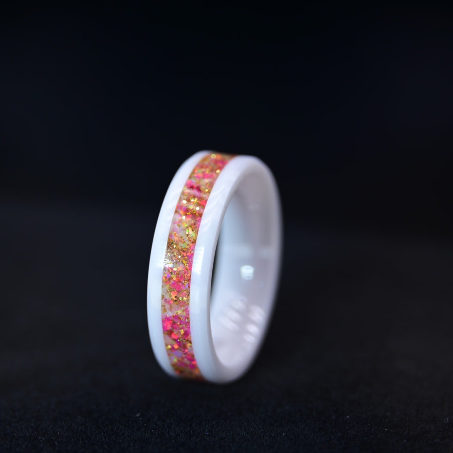 Bague Personnalisée (avec vos matériaux) - Céramique Blanche
