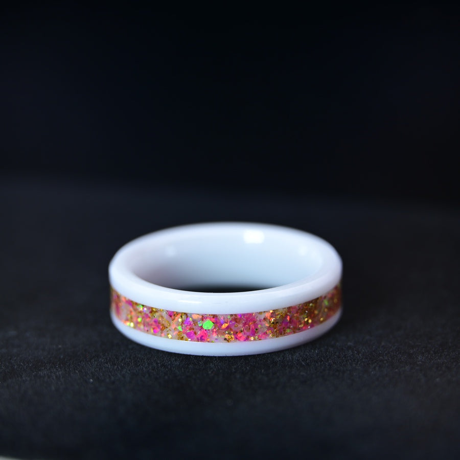 Bague Personnalisée (avec vos matériaux) - Céramique Blanche