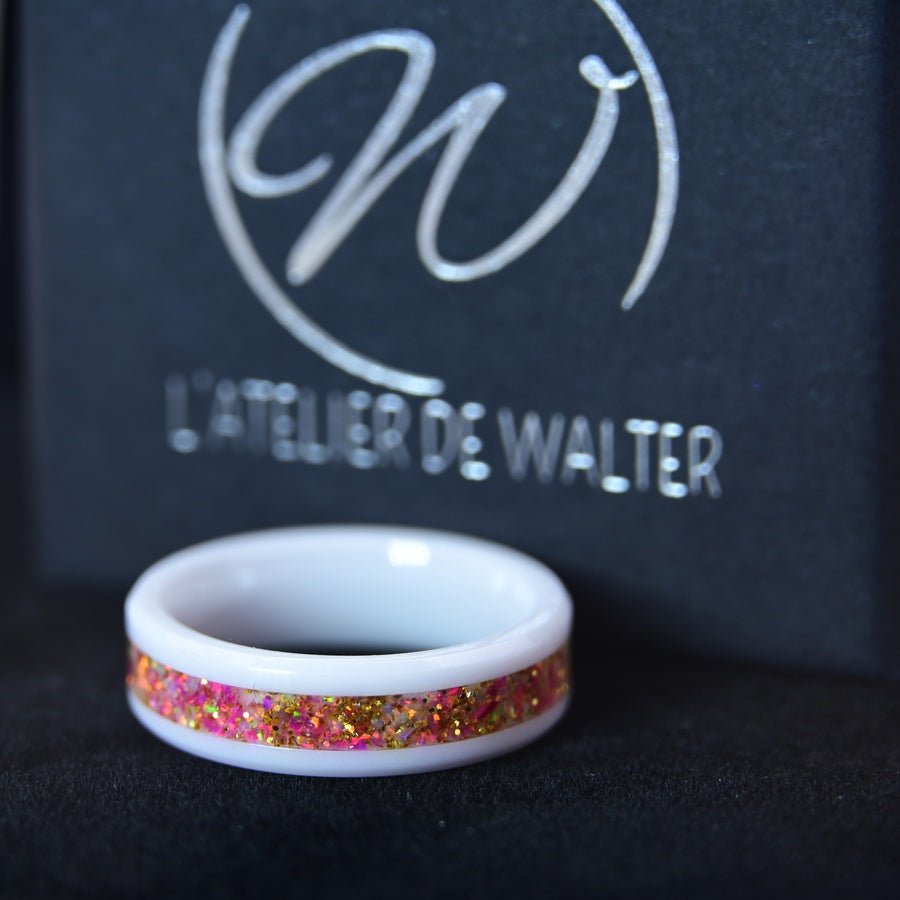 Bague Personnalisée (avec vos matériaux) - Céramique Blanche