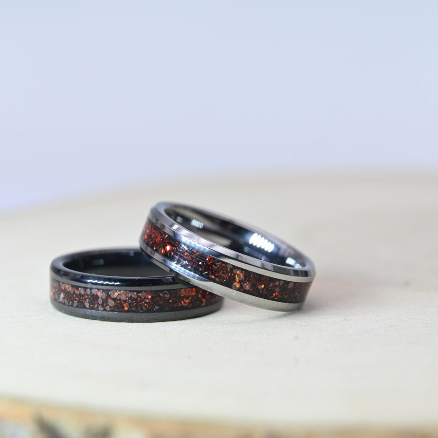 Bague Zircon Rouge - Tungstène
