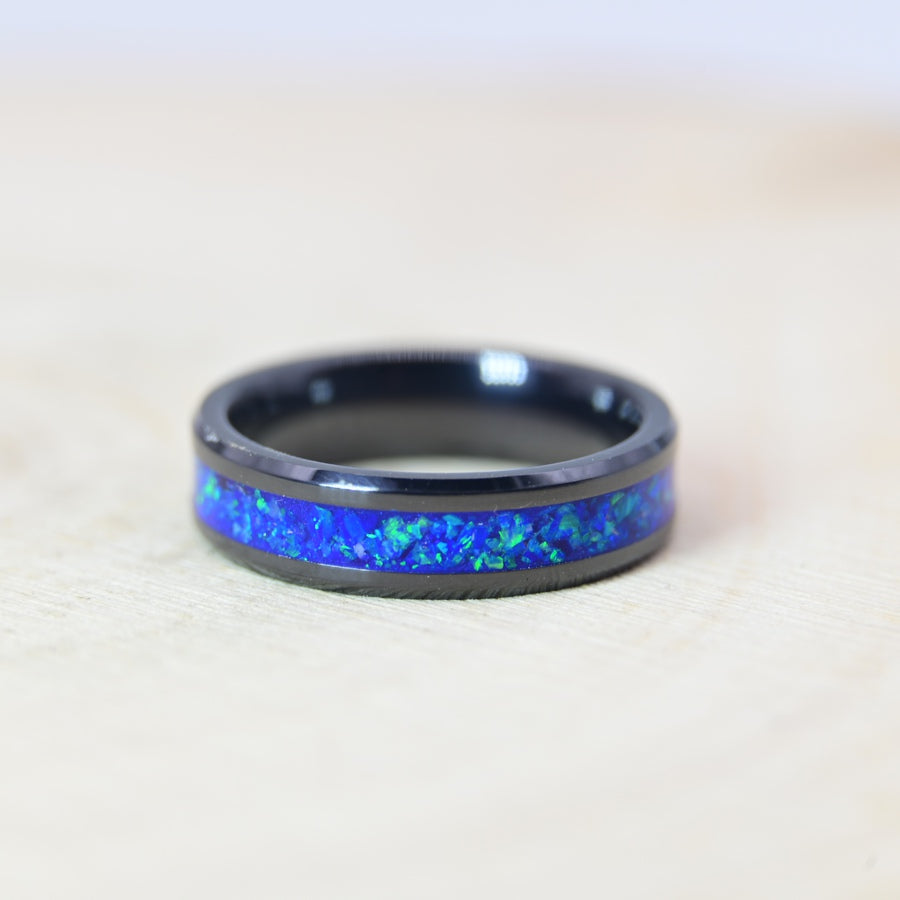 Bague "La Belle Bleue" - Céramique Noire