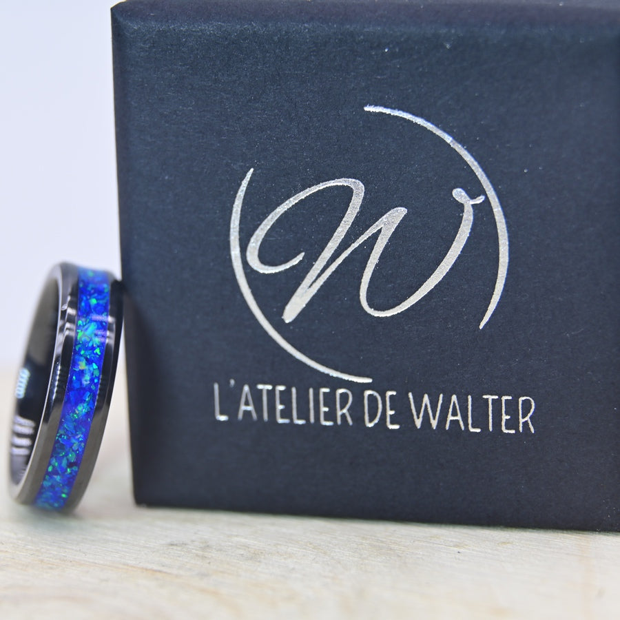 Bague "La Belle Bleue" - Céramique Noire