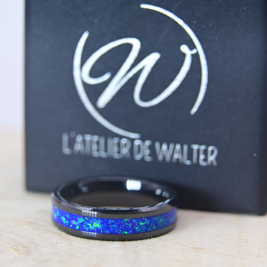 Bague "La Belle Bleue" - Céramique Noire