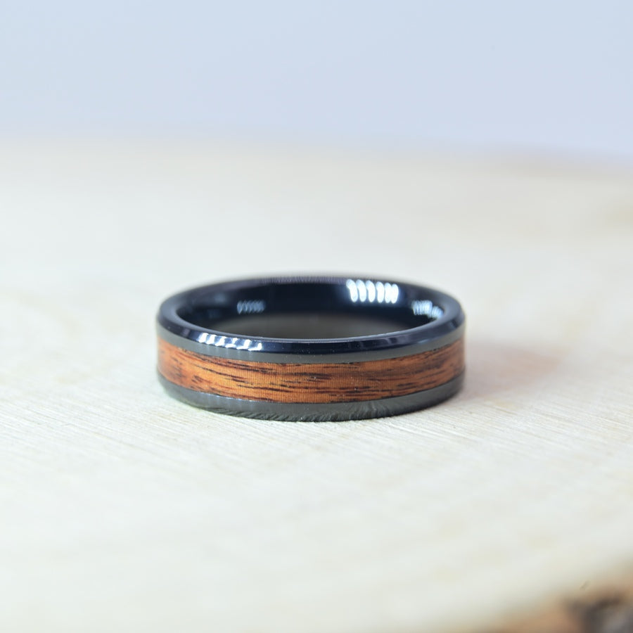 Bague avec Bois de Palissandre - Céramique Noire