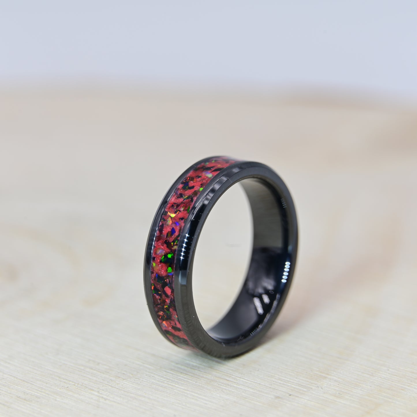 Bague Personnalisée en Opale - Céramique Noire