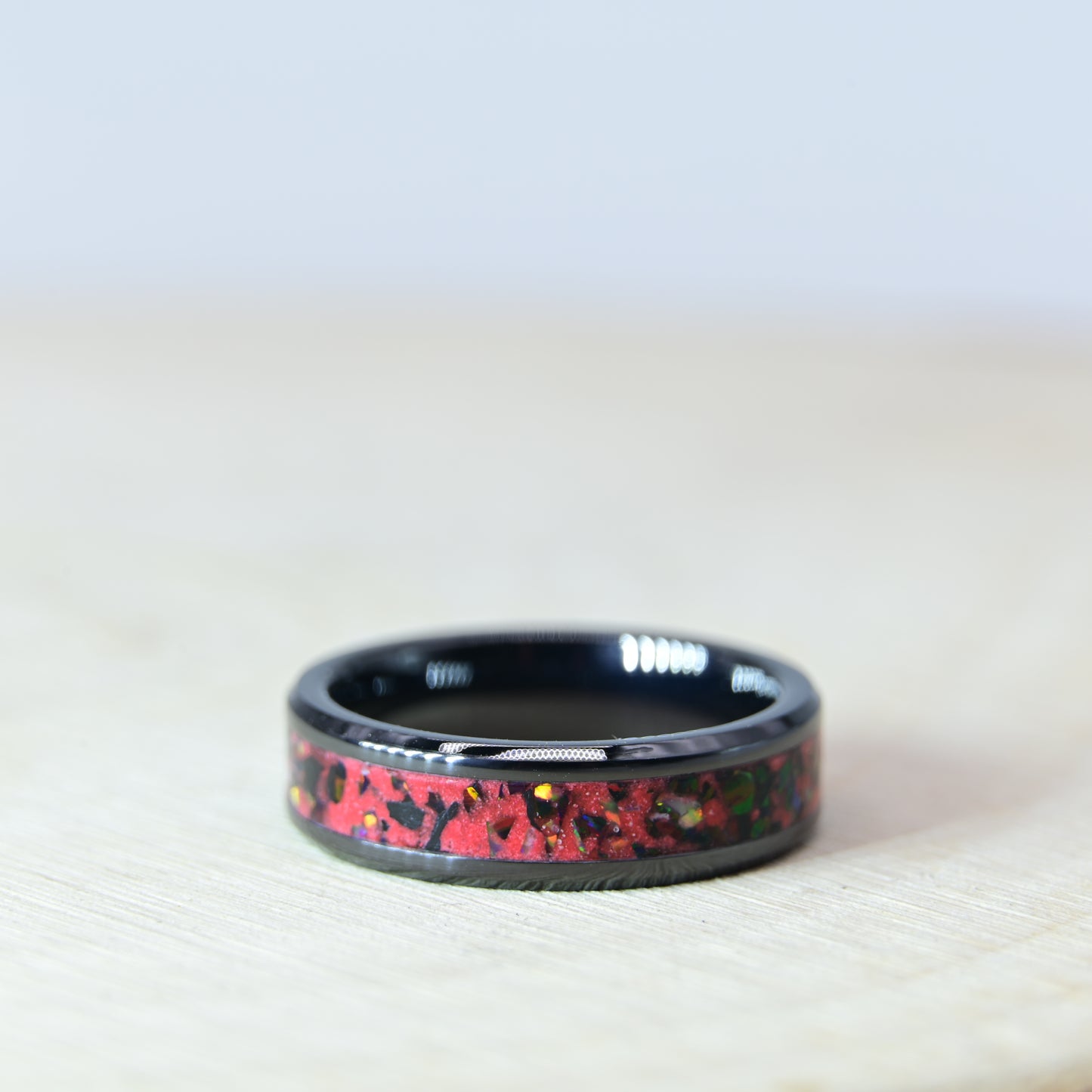 Bague Personnalisée en Opale - Céramique Noire
