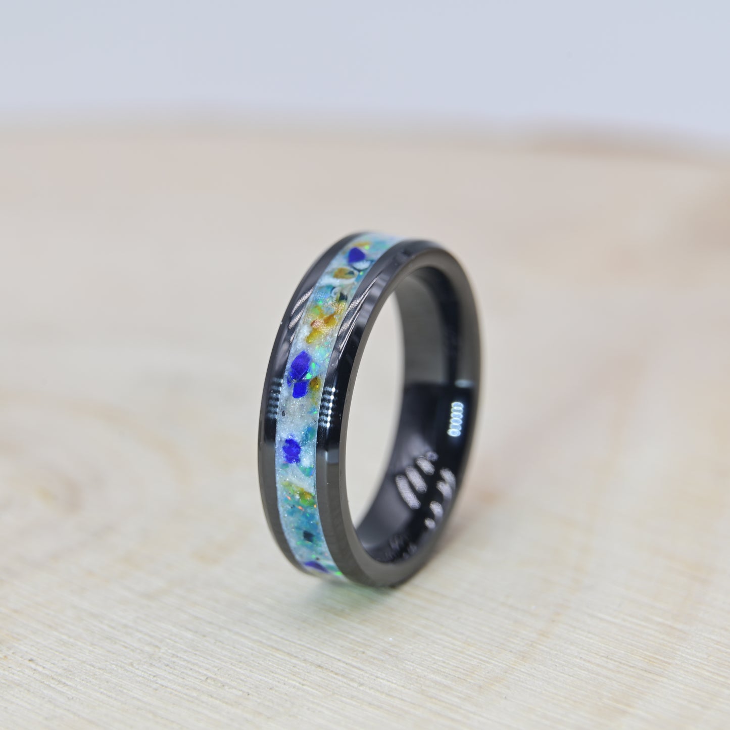 Bague Personnalisée en Opale - Céramique Noire