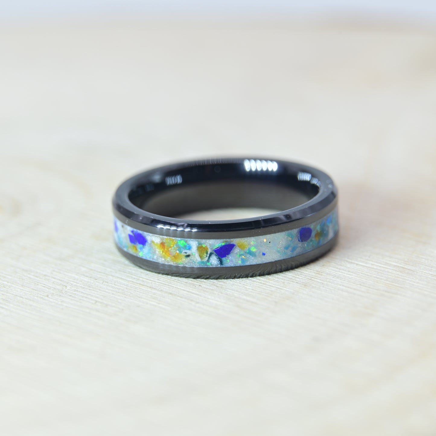 Bague Personnalisée en Opale - Céramique Noire