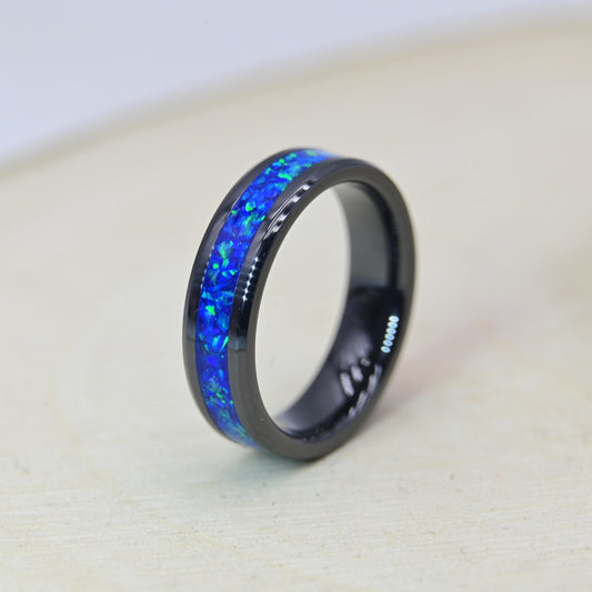 Bague "La Belle Bleue" - Céramique Noire