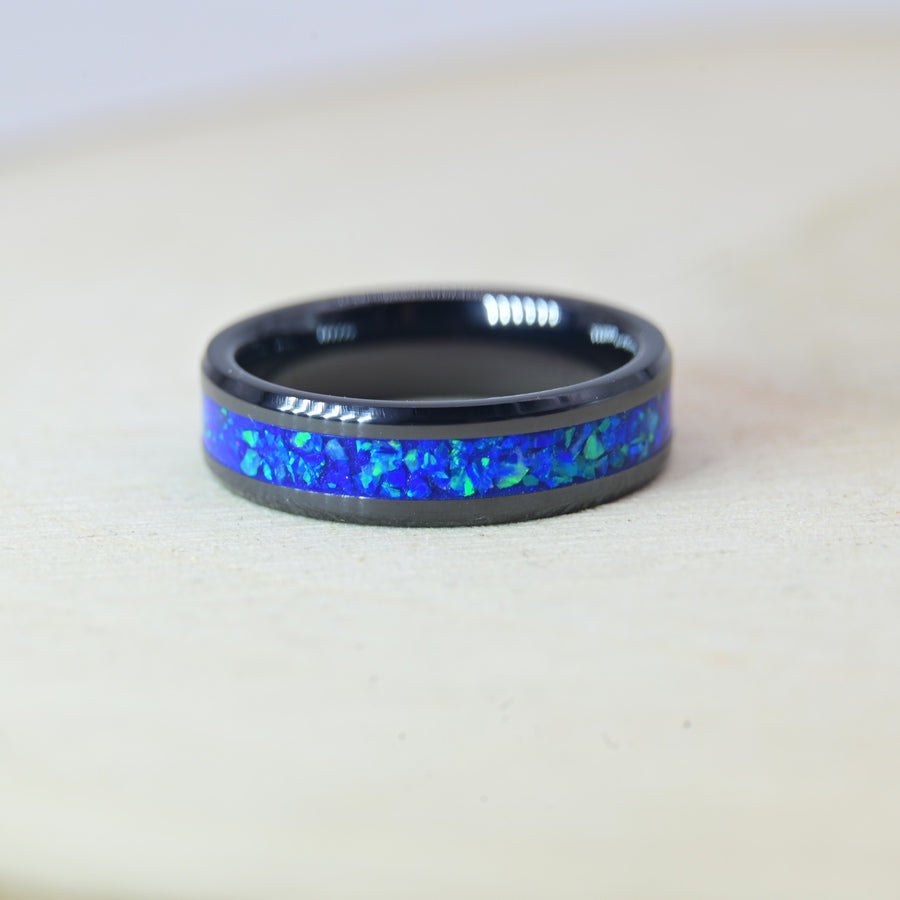 Bague "La Belle Bleue" - Céramique Noire