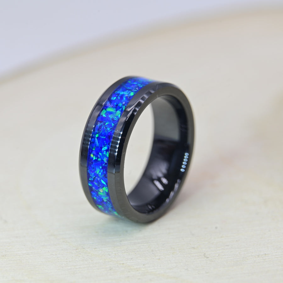 Bague "La Belle Bleue" - Céramique Noire