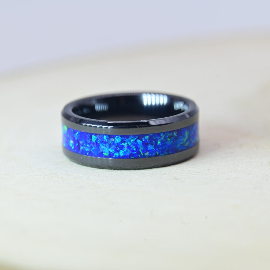 Bague "La Belle Bleue" - Céramique Noire