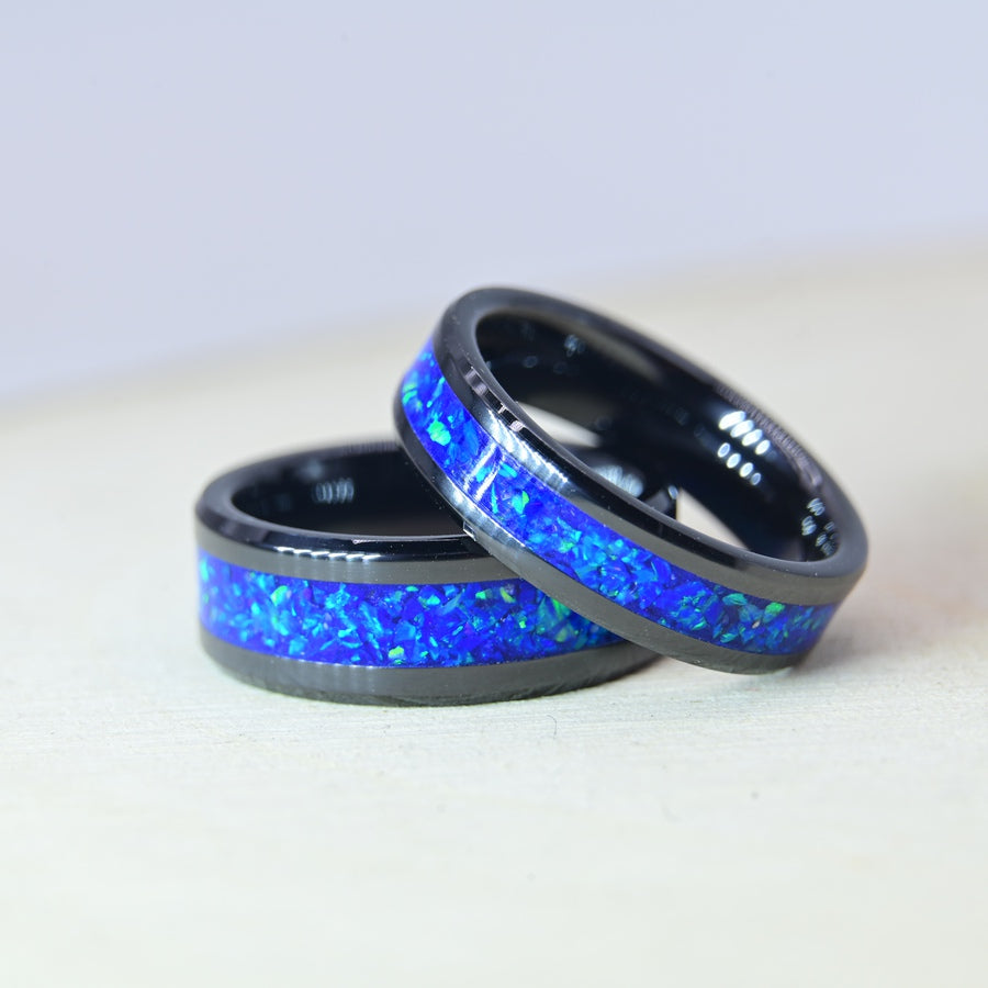 Bague "La Belle Bleue" - Céramique Noire