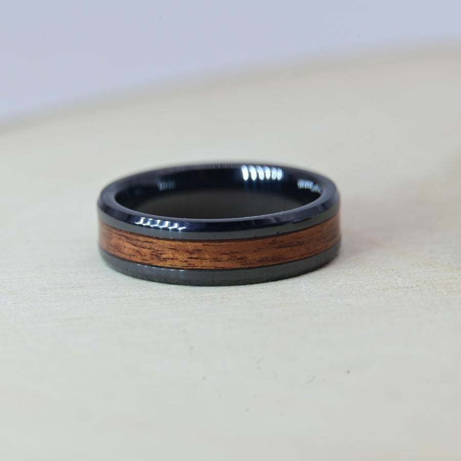 Bague avec Bois de Palissandre - Céramique Noire