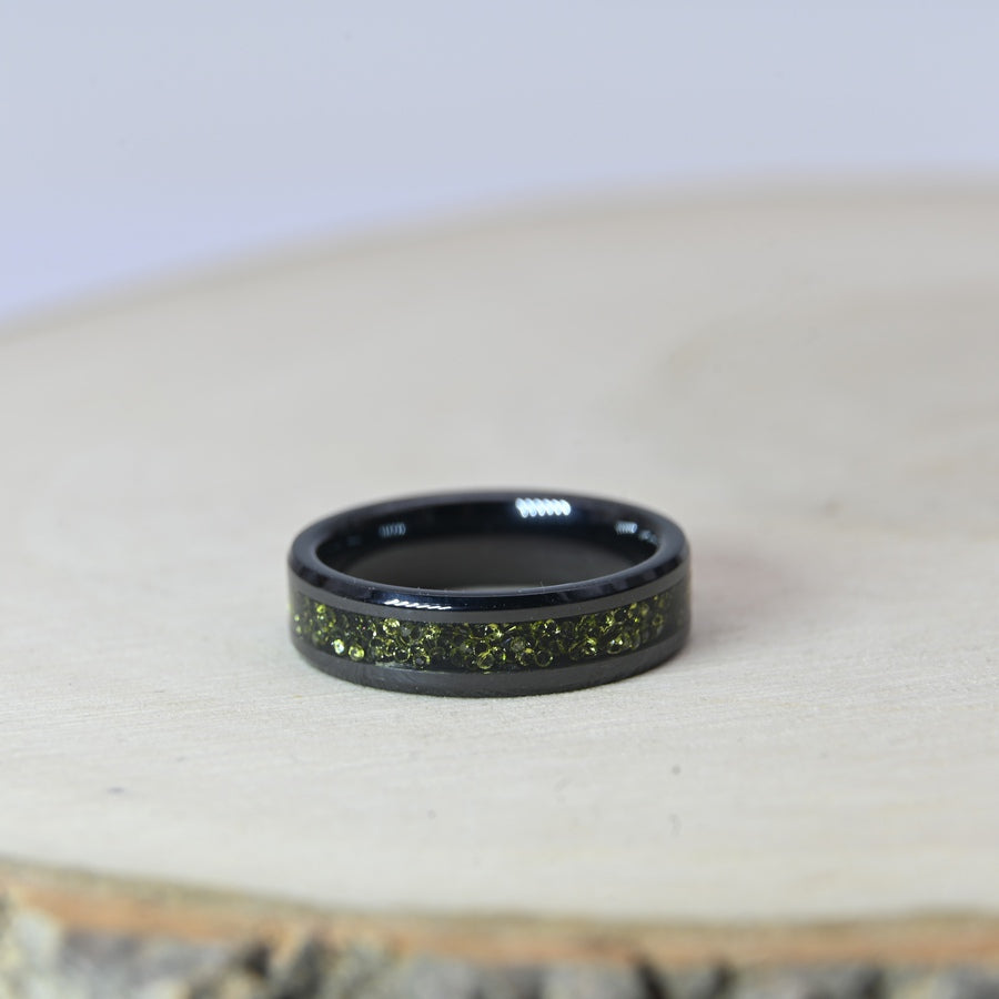 Bague Zircon Péridot - Céramique Noire