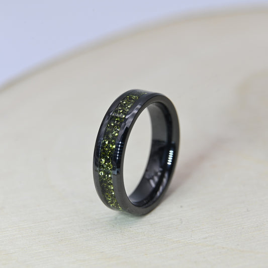 Bague Zircon Péridot - Céramique Noire