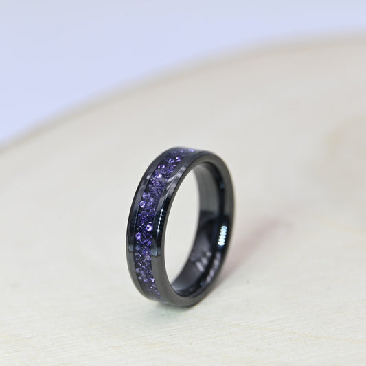 Bague Zircon Améthyste - Céramique Noire