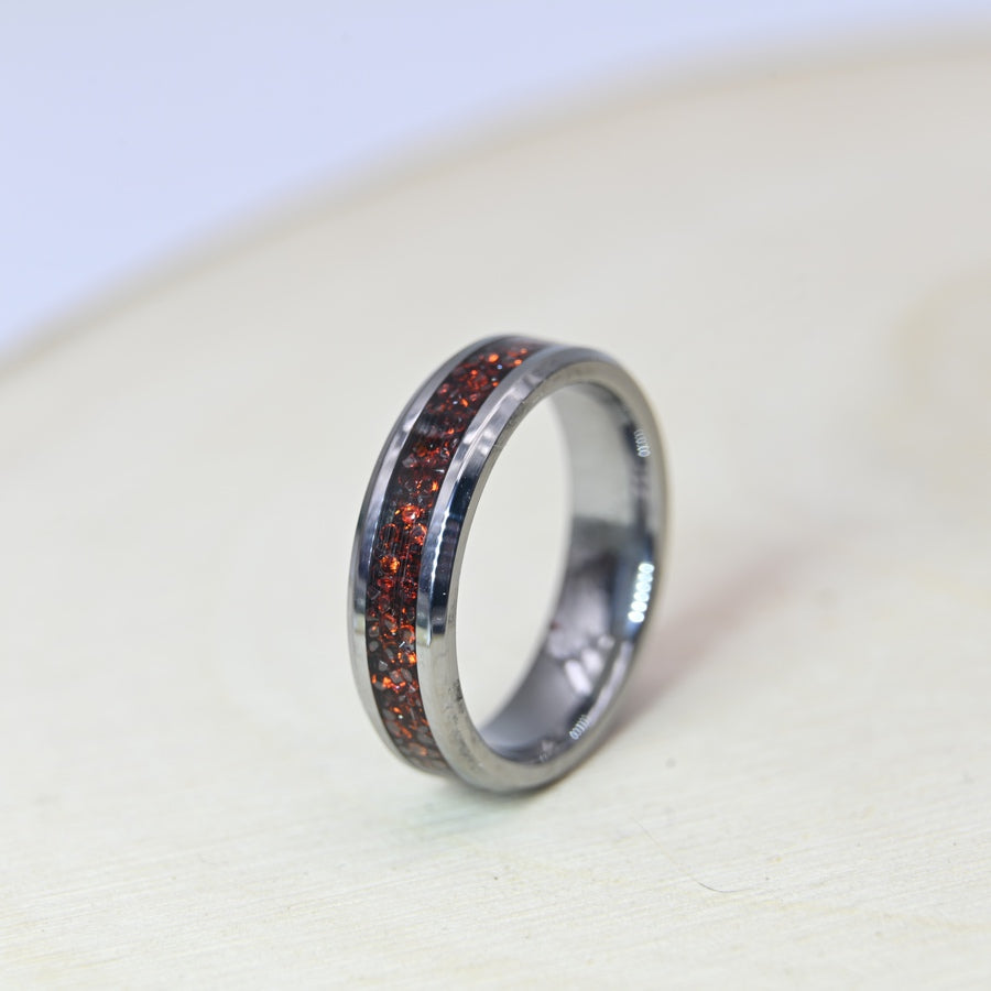 Bague Zircon Rouge - Tungstène