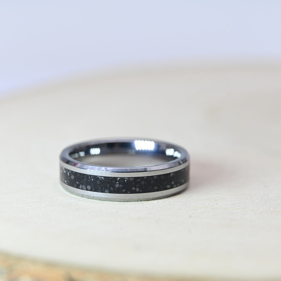 Bague Zircon Noir - Tungstène