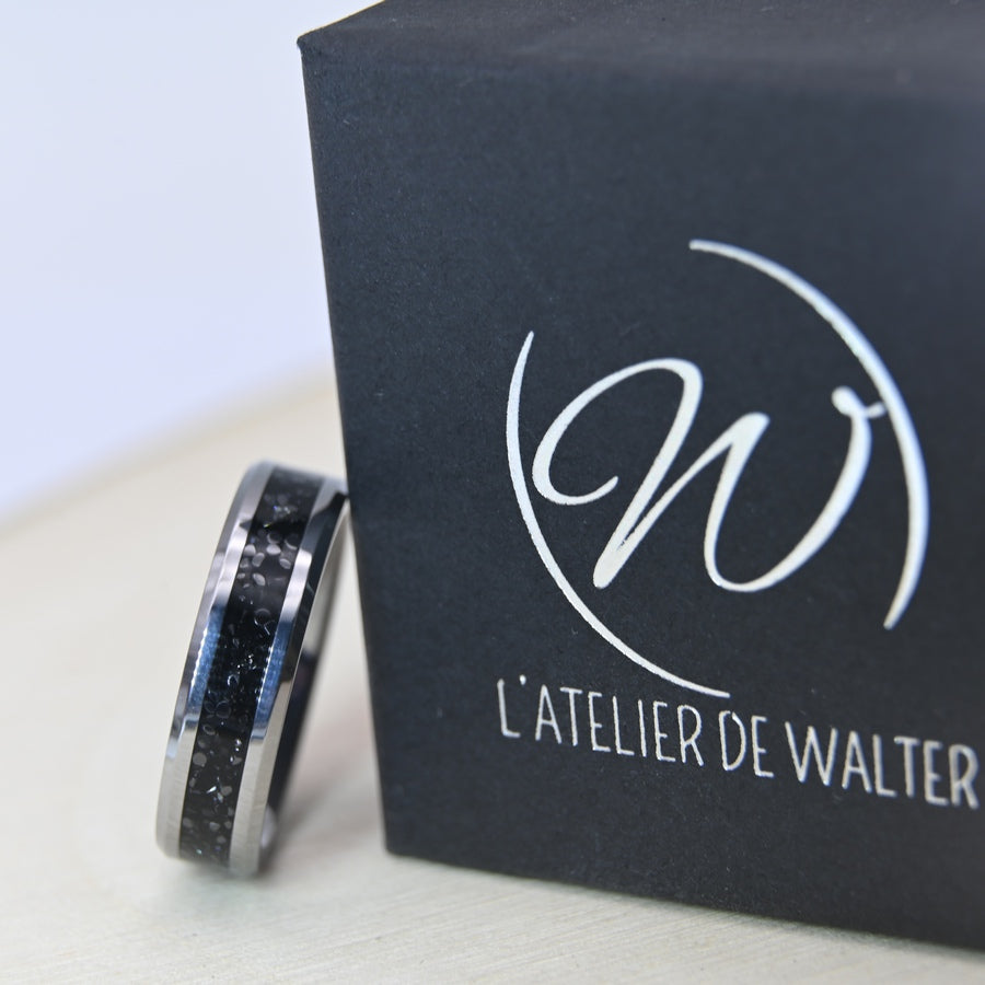 Bague Zircon Noir - Tungstène
