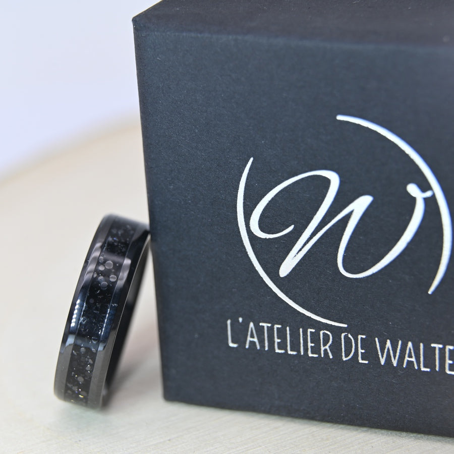 Bague Zircon Noir - Céramique Noire