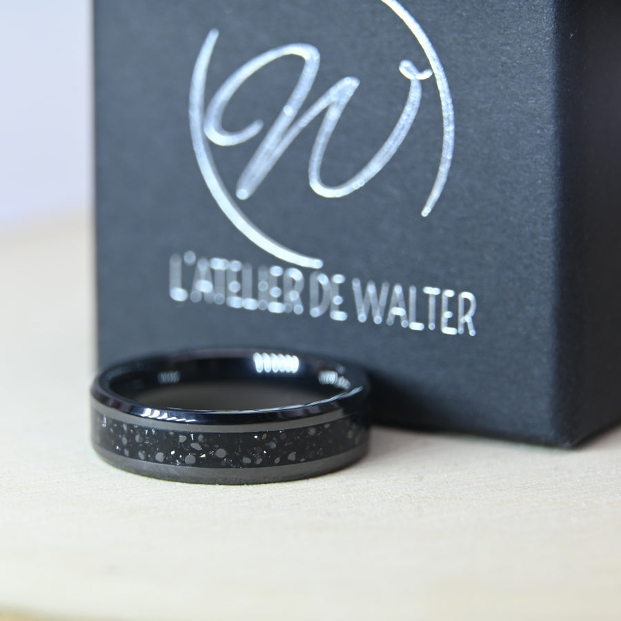 Bague Zircon Noir - Céramique Noire