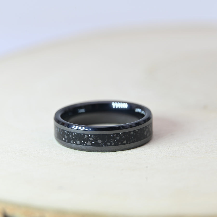 Bague Zircon Noir - Céramique Noire