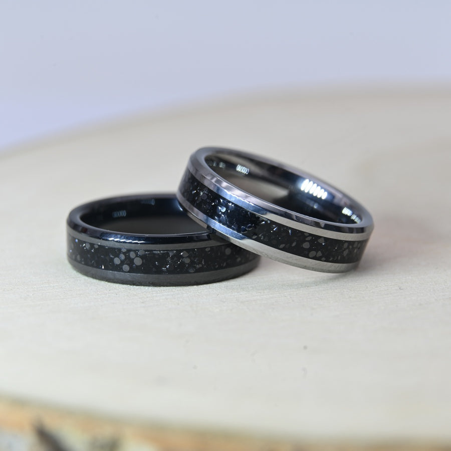 Bague Zircon Noir - Tungstène