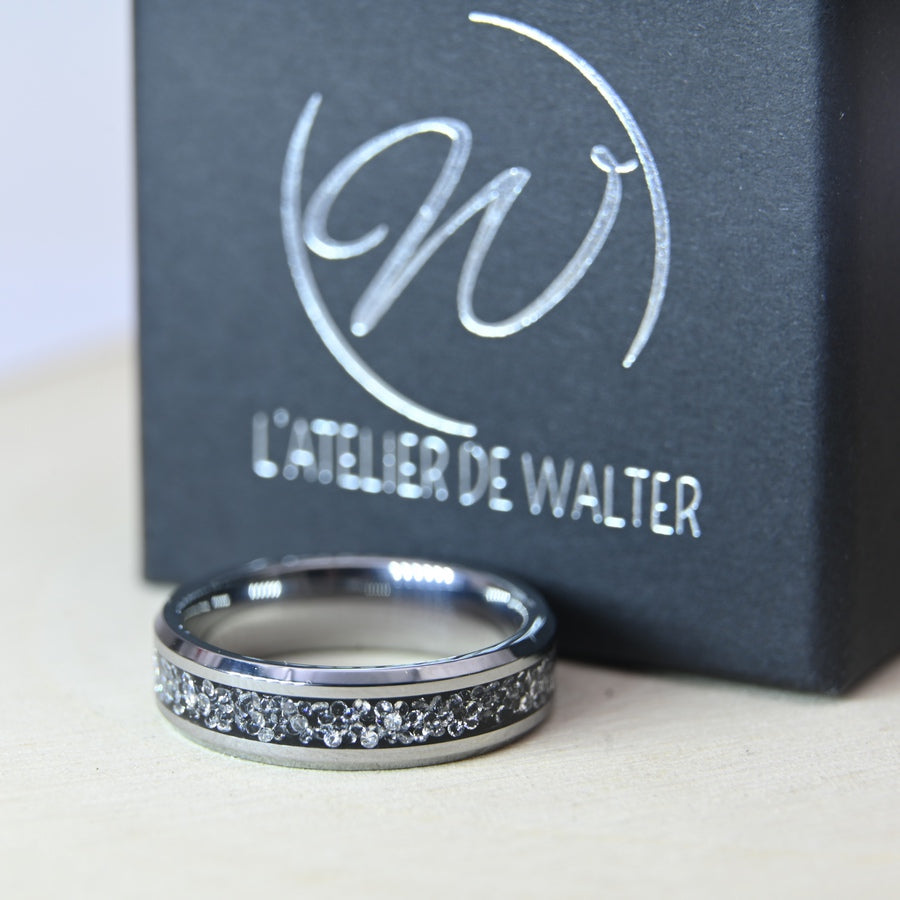 Bague Zircon Blanc - Tungstène