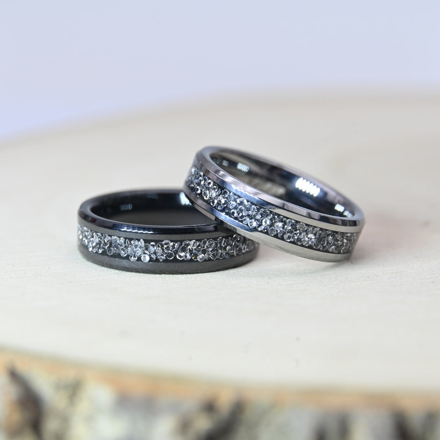 Bague Zircon Blanc - Céramique Noire